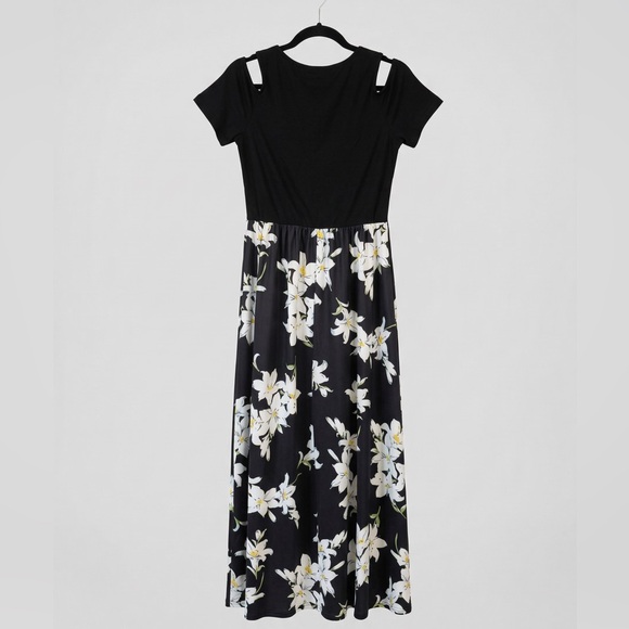 Styleword Women's Cold Shoulder Floral Maxi Long Dress with Pockets Size Medium - Picture 4 of 6